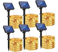 btfarm 6 Pack Solar String Lights Outdoor Garden Waterproof, 8M 80 LED Solar Powered Fairy Lights, 8 Modes Copper Wire Solar Lights for Patio Yard Party Christmas Warm White