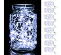 btfarm 8 Pack LED Fairy Lights Battery Operated, 2M/7FT 20LED Small String Lights, Waterproof Mini Silver Wire Bedroom Twinkle Light Indoor Outdoor for Jars, Christmas, Party, Cool White