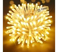 btfarm Fairy Lights Battery Operated with Timer, 10M 100 LED String Lights Battery Powered Waterproof, 2 Modes Battery Christmas Twinkle Light Decoration for Indoor Outdoor Bedroom Wedding, Warm White
