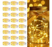 btfarm Fairy Lights Battery Operated with Timer, 24 Pack 2M 20 LED String Light Battery Powered, 3 Modes Waterproof Silver Wire Small Lights Indoor Outdoor Decor for Jars Party Christmas, Warm White