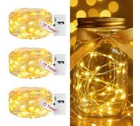 btfarm Fairy Lights Battery Operated with Timer, 6 Pack 2M 20LED String Light Battery Powered Waterproof, 3 Modes Silver Wire Small Lights Indoor Outdoor Decor for Christmas Jars Bedroom, Warm White