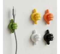 BTfash Self Adhesive Thumb Holder Wall Hooks Pack of 5 |No Punching Nails-Free Utility Silicone Hooks Desk Wire Management |Compact, Durable & Trendy |Cable Organizer Clips Key Hanger (Multicolor)
