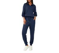 BTFBM Women's 2 Piece Tracksuit Fall Outfits 2023 Long Sleeve Half Zip Sweatshirt Sweatpants Lounge Set Sweatsuits, Solid Navy, Large