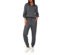 BTFBM Women's 2 Piece Tracksuit Fall Outfits 2023 Long Sleeve Half Zip Sweatshirt Sweatpants Lounge Set Sweatsuits, Solid Dark Grey, XX-Large