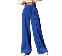 BTFBM Womens Wide Leg Sweatpants Casual Loose Solid Color Pants Comfy Lounge Joggers Baggy Sweatpants Pockets, Solid Royal Blue, Large