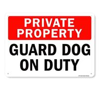BTFLFDR Aluminum Warning Sign, 12"x16" Private Property Guard Dog On Duty UV Protected Metal Sign