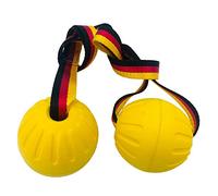 BTFLKNS 2Pcs Diameter 3.54inch Large Dog Rope Ball, Foam Ball on a Rope Dog Toy can Floats in Water, for Small and Large Dogs Interactive, Tugging Ball Toys(Yellow)