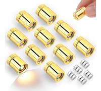BTFO 10pcs Mini LED Light with 5pcs Battery, Battery Powered Small Miniature LED Lights with Gold Shell for Dollhouse DIY Crafts Toy Building Blocks Party Decorations (Warm White)