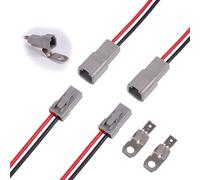 BTFO 2 Pairs DTP 2 Pin Waterproof Electrical Connectors with 12 AWG Cable Wire, 2 Way DT Automotive Male Female Plug Wiring Harness for LED Work Light Boat Car Truck
