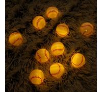 BTFO 2m/6.56ft Baseball Light String with 10 Lights, Baseball Room Decor PVC Baseball Lamp Baseball Decorations for Party Room Decoration (Constant Light, Warm Light)