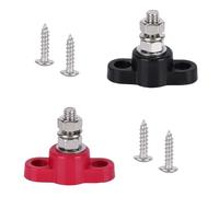 BTFO 2pcs 12V 150A Power Distribution Block Bus Bar with 4 Screws, Stainless Steel Single Stud Marine Bubar Battery Post Terminal Junction Block for Cars Boats Solar Systems (Red & Black)