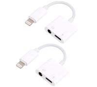 BTFO 2pcs Headphones Splitter Adapter, 2-in-1 Lightning to 3.5mm Headphone Aux Audio Adapter Support Fast Charging, for iPhone 14/13/12/11/X/XR/XS/8/7 & More Devices