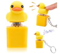 BTFO 2pcs Quacking Duck Keychain, Fidget Duck Keyboard with Colorful Lights & Sound Cute Keyring Pendant Decor Portable Press Button Toy for Adults