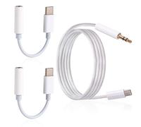 BTFO 2pcs USB C to 3.5mm Audio Adapter with 3ft AUX Cord, Type C to Aux Cable Hi-Fi Headphone Jack Adapter for Car Stereo Compatible with iPhone 17/16/15 Samsung S25/S24/S23 iPad MacBook Pixel
