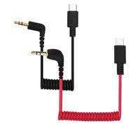 BTFO 2pcs USB C to 3.5mm TRS Microphone Adapter Mic Cable, for Hollyland Lark M1/M2/MAX/150/M1/MAX Duo Audio Output Cable DAC Coiled Cable Rode Wireless GO 2/ME/Pro Android iPhone 15/16