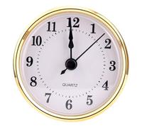BTFO 3-1/8 Inch Round Clock Insert, Mini Quartz Movement Clock Insert Gold Trim White Face Arabic Numerals Inserts (Black Second)