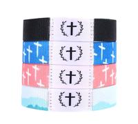 BTFO 4pcs Bible Bracelets, Scripture Verse Bracelets with NFC Scan Christian Faith Wearable Elastic Jesus Wristbands for Women Men Inspirational Religious Bands Gifts(4 Colors)