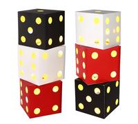 BTFO 6pcs Large Casino Dice Favor Boxes with Lights, 7in Giant Glow Decorations for Casino Theme Game Night Las Vegas Birthday and Centerpieces (Red, Black, White)