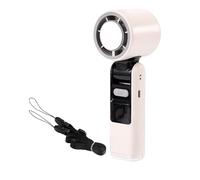 BTFO Handheld Portable Fan with Ice Cooler, 7.1 Inch Foldable Rechargeable 5-Gear Wind Handheld Personal Fan 199 Level Infinitely Variable Speed, with Charging Cable & Neck Strap (White)