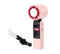 BTFO Handheld Portable Fan with Ice Cooler, 7.1 Inch Foldable Rechargeable 5-Gear Wind Handheld Personal Fan 199 Level Infinitely Variable Speed, with Charging Cable & Neck Strap (Pink)