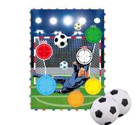 BTFO Trampoline Soccer Game Set with Light Strip, Football Moving Kick Toss Goal Target Net with 2 Balls Kids Gifts Indoor Outdoor Sports Toy for 8/10/12/14FT Trampoline Game Accessories