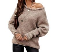 BTFONIA Women Casual Long Sleeve Fall Sweaters Crew Neck Solid Color Soft Ribbed Knitted Oversized Pullover Loose Fit Jumper(9#,XL)