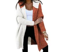 BTFONIA Women Open Front Long Sleeve Hooded Knit Cardigan Sweaters Color Block Outwear Coat(1#,M)