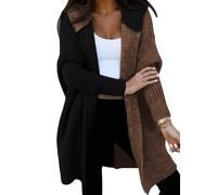BTFONIA Women Open Front Long Sleeve Hooded Knit Cardigan Sweaters Color Block Outwear Coat(6#,XL)