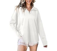 BTFONIA Women's Oversized Hoodies Casual Long Sleeve Half Zipper Pocket Sweatshirt Pullover Tops(White,XL)