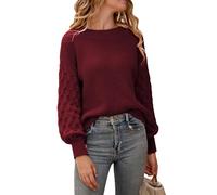 BTFONIA Women's Winter Pullover Sweater Casual Long Sleeve Crewneck Loose Chunky Knit Jumper Tops Blouse(10#,S)