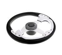 BTFWM 3 Spoke Boat Steering Wheel 13.5inch/340mm Dia With Center Cap Aluminum Alloy White Black Boat Rudder Replacement