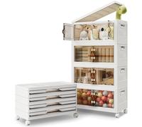 BTGGG 3 Pack Stackable Storage Boxes Large 69L*4 Foldable Collapsible Clear Storage Boxes Organizer, Front Door Opening for Easy Access, Movable Stacking Drawer Box for Toys Clothes