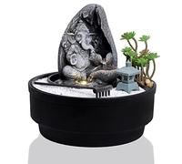 BTGGG Indoor Fountain Ganesha with LED Light Indoor Water Features 21 * 21 * 21CM Desktop Feng shui Meditation Zen Fountain for Relaxing Indoor Decoration, 3 Pin UK Plug Included