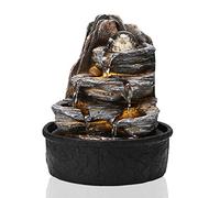 BTGGG Indoor Fountains with Rolling Ball LED Light Indoor Water Features 20.5 * 20.5 * 25CM Desktop Waterfall Fountain for Relaxation, 3 Pin UK Plug Included