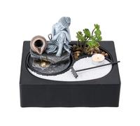 BTGGG Indoor Water Fountain Sleeping Buddha with LED Light Candle, Indoor Water Feature with Decorating Sands Plants, Meditation Zen Buddha Fountain for Relaxing Home Decor, 3 Pin UK Plug Included