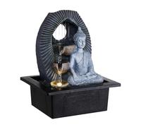 BTGGG Indoor Water Fountain Stone Buddha Tabletop Water Feature with LED Light Candle 21 * 17.5 * 25CM Feng shui Meditation Zen Fountain for Relaxing Indoor Decoration, 3 Pin UK Plug Included