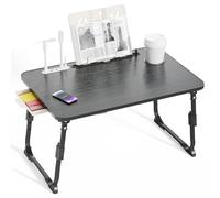 BTGGG Laptop Bed Table Height Adjustable, Upgraded Bed Desk with USB Charge Port & Side Drawer, Portable Lap Desk for Sofa with Tablet Slot & Cup Holder, Laptop Stand for Working Reading (Black)