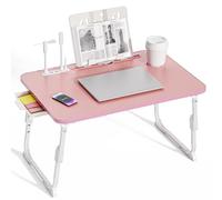 BTGGG Laptop Bed Table Height Adjustable, Upgraded Bed Desk with USB Charge Port & Side Drawer, Portable Lap Desk for Sofa with Tablet Slot & Cup Holder, Laptop Stand for Working Reading (Pink)