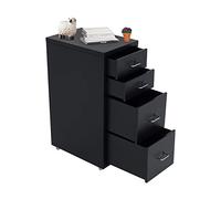 BTGGG Mobile File Cabinet with 4 Drawers, Heavy Duty Metal Document Storage Cupboard Large Filling Pedestal Cabinet Drawer with Castors for Home Office Furniture, Black