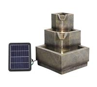 BTGGG Solar Powered Garden Water Feature Water Fountain Cascade Three Tier Water Feature Garden Yard Waterfall with LED Lights Water Feature Fountain