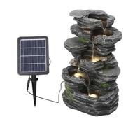 BTGGG Solar Powered Water Feature - Natural Cascading Rockery Solar Water Fountain Outdoor Garden Water Feature Solar Waterfall with Lights and Pump For Patio Yard Decor