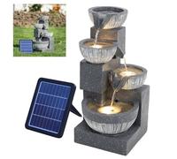 BTGGG Solar Water Feature Outdoor Solar Powered Garden Water Features Solar Water Fountain with Lights Solar Waterfall Decoration for the Garden Outdoor - 4 Tier Cascading Bowl Solar Fountain