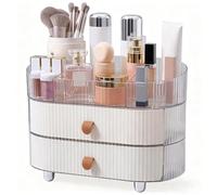 BTGGG Transparent Cosmetic Storage Box, 3-Layer Drawer-Type Vanity Skincare Organiser With Multi-Grid, Dustproof Desktop Makeup Case Mutifuctional Beauty Storage For Girls Gift