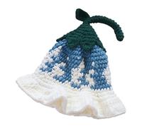 Btgghytr 1. Festive Crochet Pumpkin Cap with Floral Accents, Warm Winter Hat for Halloween Parties & Outdoor Gatherings