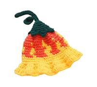 Btgghytr 1. Festive Crochet Pumpkin Cap with Floral Accents, Warm Winter Hat for Halloween Parties & Outdoor Gatherings