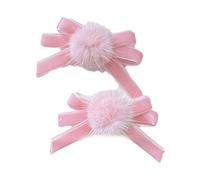 Btgghytr 2PCS Sweet Furry Ball Bowknot Hair Clip Lazy Hairpin Duckbill Hairclips Barrettes for Women Side Bangs Hair Styling Hair Styling Clips for Women and Girls