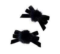 Btgghytr 2PCS Sweet Furry Ball Bowknot Hair Clip Lazy Hairpin Duckbill Hairclips Barrettes for Women Side Bangs Hair Styling Hair Styling Clips for Women and Girls