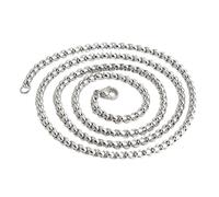 Btgghytr Contemporary Men’s Necklace Hip Hop Square Pearls Chain Jewelry Lightweight Stainless Steel Accessory For Punk Outfits Fashionable Steel Square Pearls Design