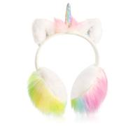 BTHRORO Earmuffs for Girls Unicorn Ear Muffs in Colourful Plush Adjustable Winter Ear Warmers for Kids Cold Weather Accessories for Outdoor (Plush Colour Random)
