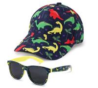BTHRORO Kids Baseball Cap Sunglasses Set, Cute Dinosaur Shark Trucker Hat Boys Sun Cap Adjustable Summer Hat for Toddlers Kids 2-8 Years